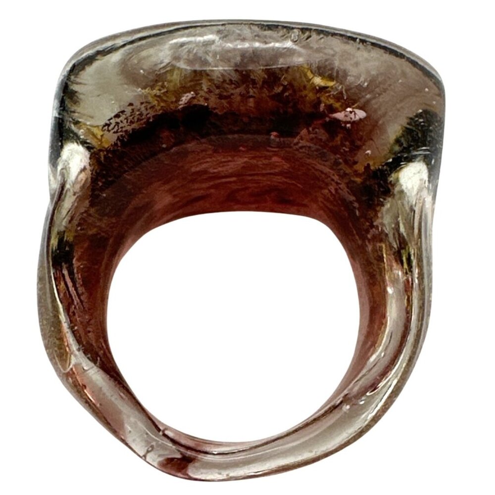 Metallic Purple Gold Swirl Glass Ring Vintage Handcrafted Y2k Preppy Bold City - Picture 6 of 8